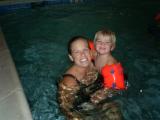 Laurie and Hudson in pool