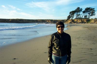 Diane on beach in Fort Bragg