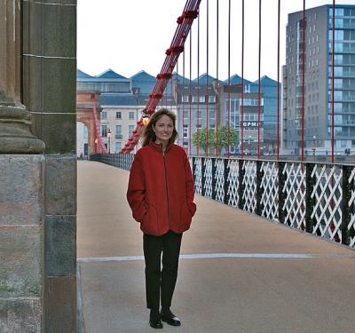 Beth on a Footbridge Above the River Clyde