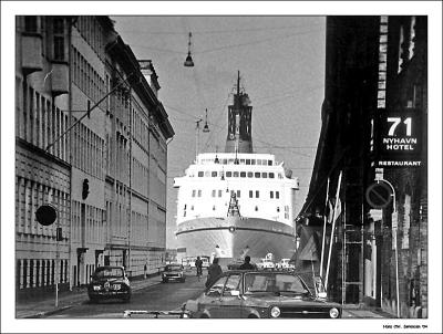 Ship in the street. - Copenhagen in the 70s