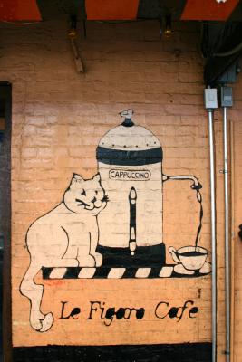 Mural at Le Figaro Sidewalk Cafe in Greenwich Village