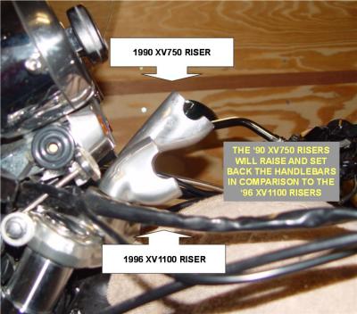 HOW TO RAISE & SET BACK THE HANDLEBARS ON A '96 XV1100, BY USING '90 XV750 RISERS, CLICK ON NEXT AT RIGHT FOR MORE INFORMATION