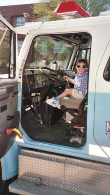 Ben driving the fire truck