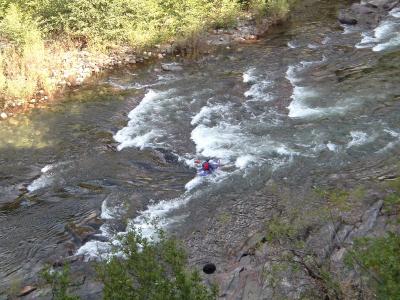  This lone Kayaker and I had an exciting race along the river until the trail extended out of the canyon.