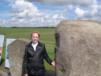 Sharon, vandalizing Stonehenge, Wiltshire