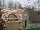 Cottage being thatched, Welford, Wilts