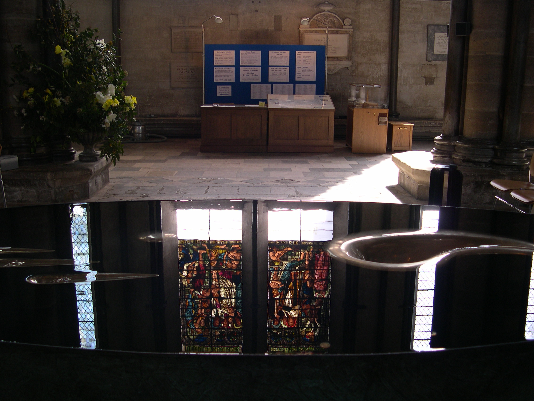 Reflecting water sculpture, Salisbury Cathedral