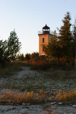 peninsula point lighthouse. at sunset