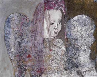 Sofia 2004, mixed media on paper, 8x10