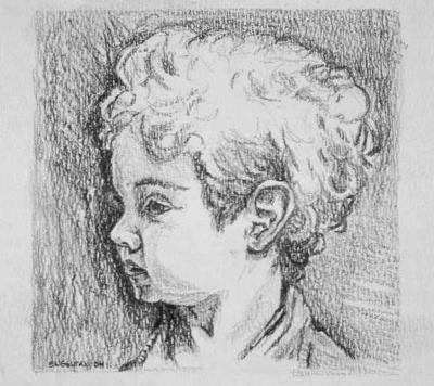 Alexander 2004, graphite on paper, 6x6