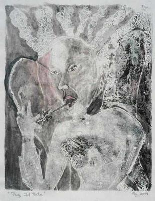 Fairy Godmother 2004, embellished monotype, 11x8.5