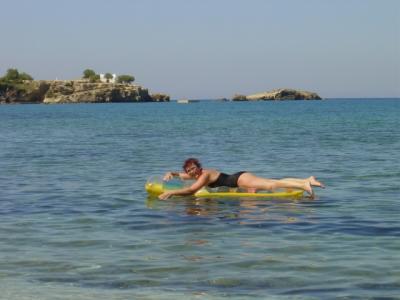 Karin relaxing at Janis beach