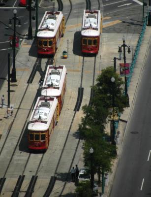 Birds eye view of trolleys