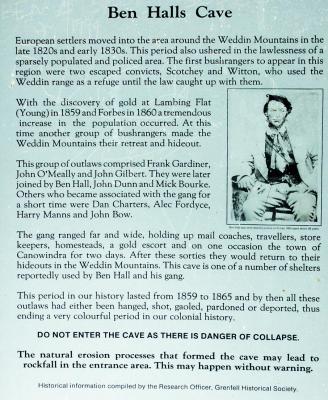 Sign at Ben Hall's Cave