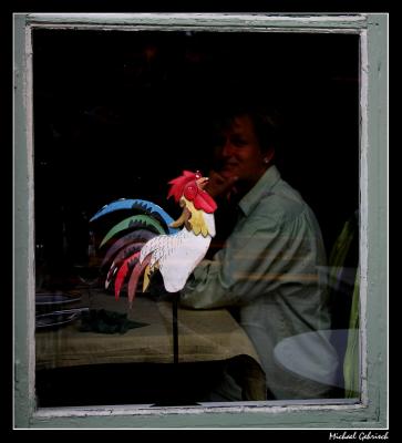rooster in window