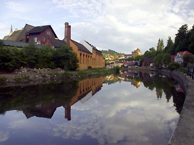 Looking up the Vltava at Dusk