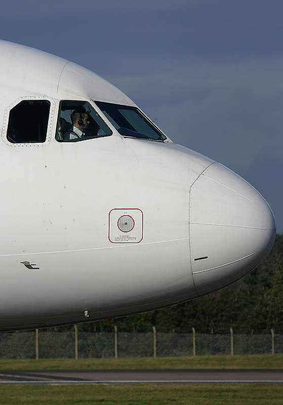 Cockpit close-up of BMI Airbus A320 in the Star Alliance scheme