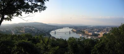 View from Gellert Hill onto Danube and Castle Hill on the left and Pest side on the right