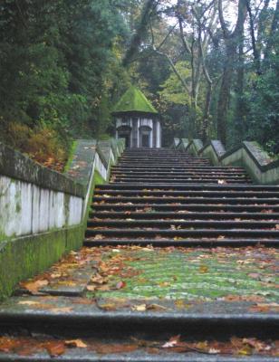 Braga - One of many walkways leading to the stairs to reach Bom Jesus