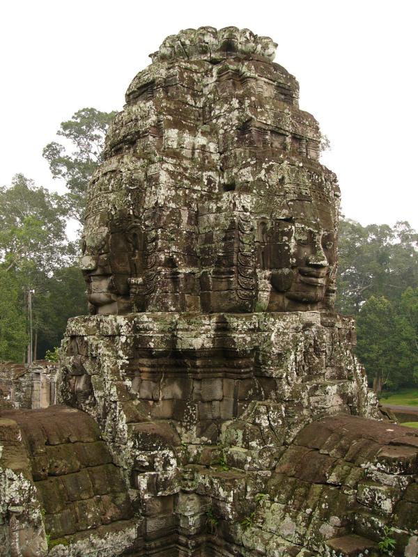 Huge carved faces of Avalokiteshvara