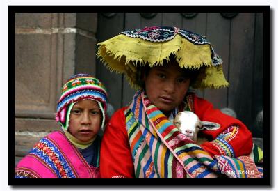 Mother, Son and Llama, Cusco, Peru