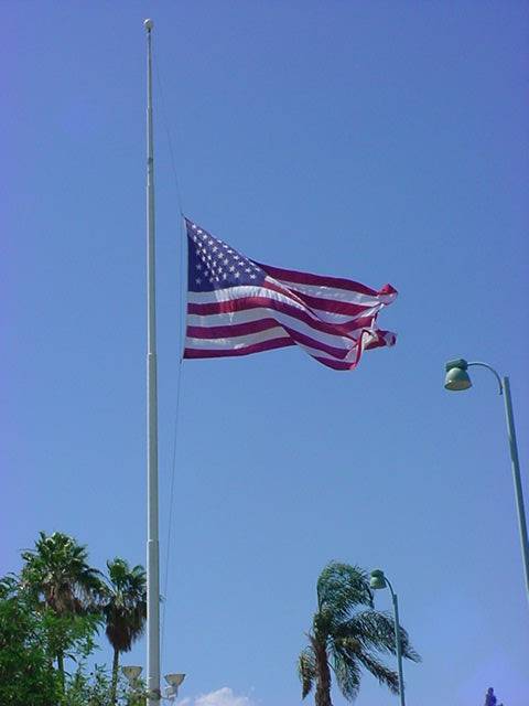 American flag at half mast