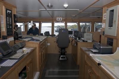 Bridge of tug Hudson Bay Explorer looking forward