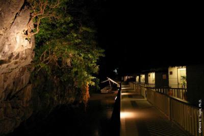Water Cottage Walkway at Night