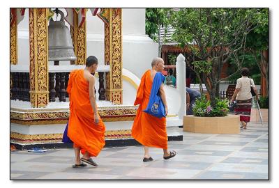 Monks leaving the temple