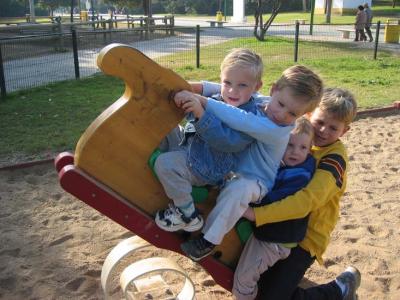 Luis and Burdge boys at playground