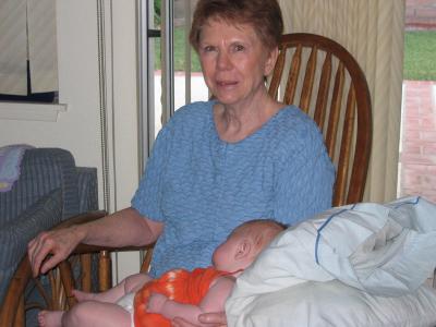 Tay taking a snooz with Great-granny