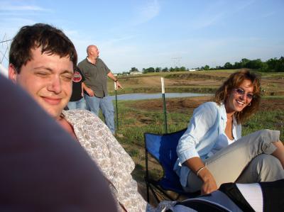 Josh and Taunia joking around before race