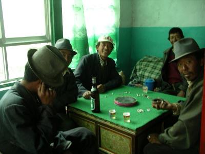 Gyantse - Tibetan Men Playing Dice
