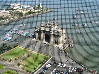 Gateway to India seen through the screen of my balcony