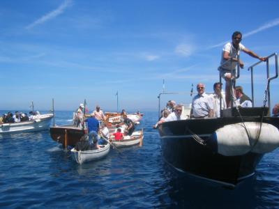 Awaiting outside the Blue Grotto