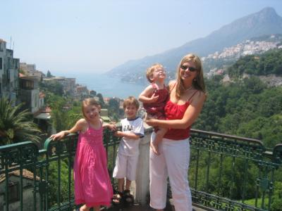 April & kids overlooking Amalfi