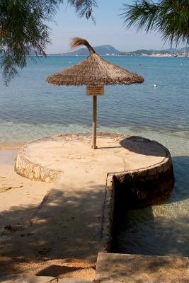 Jetty with parasol