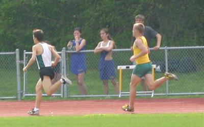 Danny Busby widening his lead in the 2nd lap of the 1600 meter run