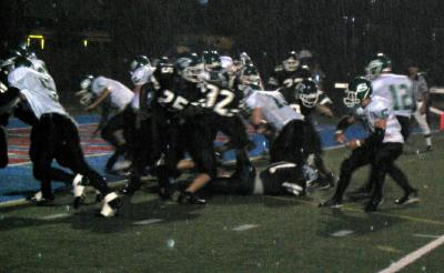 Josh Rebello running up the middle near the goal line