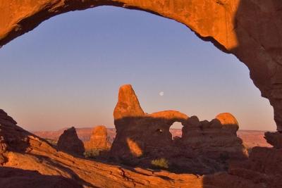 Turret Arch with moon through N Window