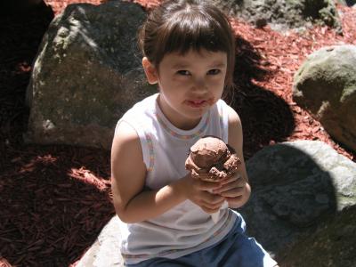 Sarah enjoying an ice cream cone at Knoble's Grove