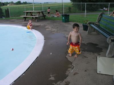 Baby kyle at the swimming pool