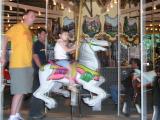 Sarah and Daddy on a ride at Knobles Grove