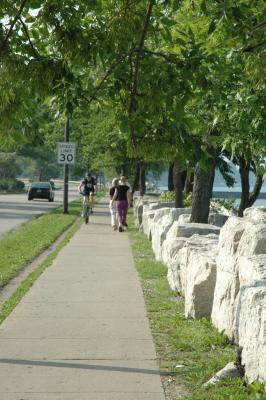 walking along the lake