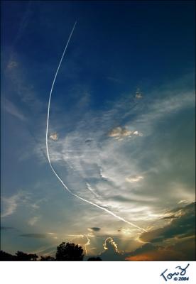 Airplane Trail at Sunset