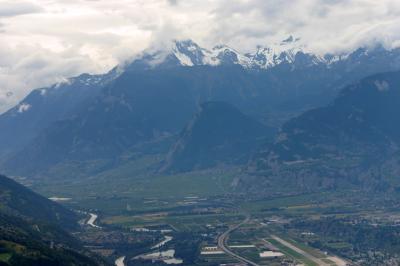 Down the Rhone  valley to the Haut de Cry  9741ft from Nax