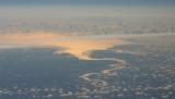 Vapour trails over the Thames Estuary