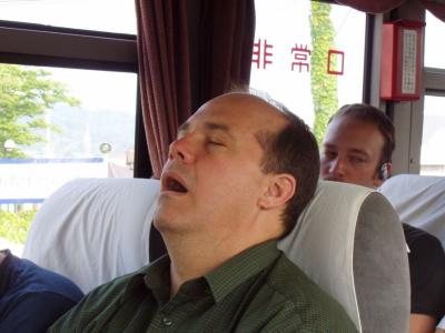 Holman-sensei enjoying a well-deserved nap on the bus.