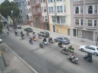 There were something like 2 blocks of scooters and motorcycles tooling around the city Sunday