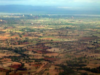 View of Bagan from airplane